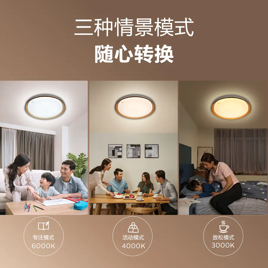 The Philips Manda LED ceiling light can produce three-tone light with a gold edge of 36w Item Picture