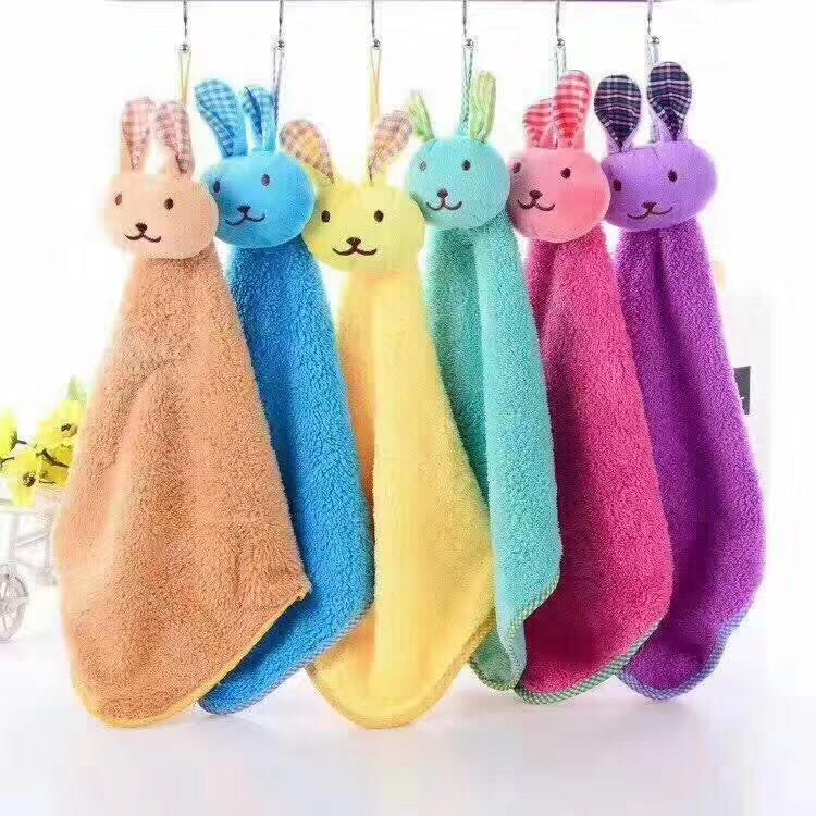 Coral fleece animal head hand towel details Picture