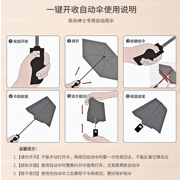 自动伞/晴雨伞/三折防风白底实物图