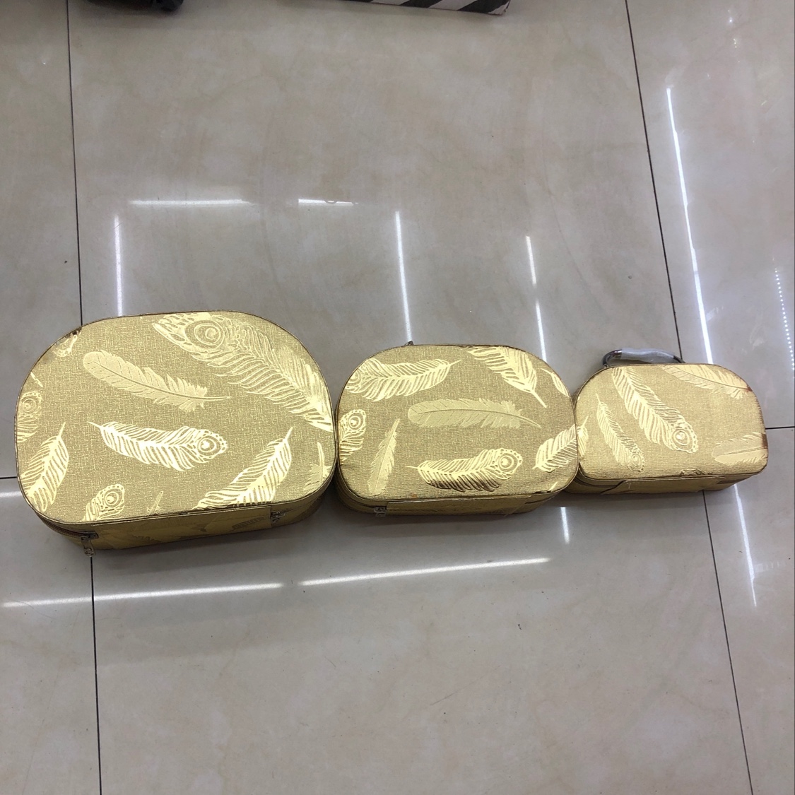 化妆包化妆箱两件套三件套收纳包羽毛民族风