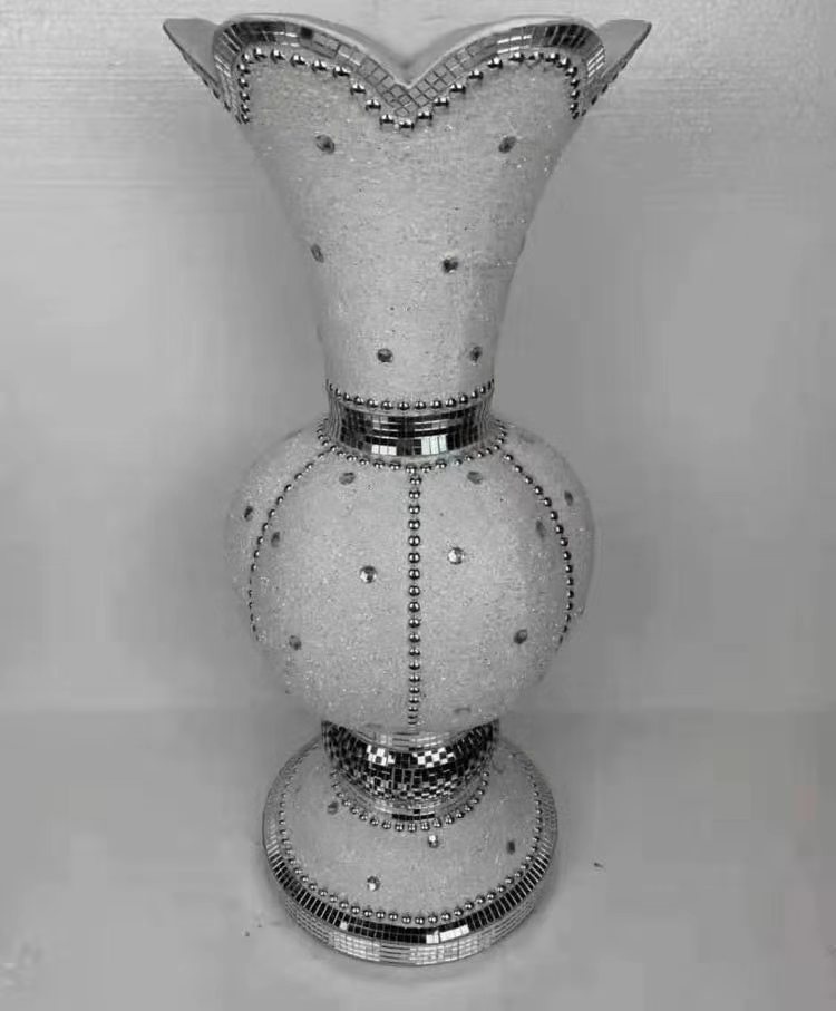 60cm magnesia glass flake silver spud vase 3313