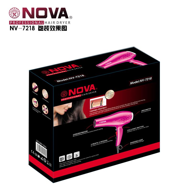 مجفف شعر عالي القدرة Nova -7218، مجفف شعر منزلي، مجفف شعر حراري، مجفف شعر من ستة صالون Application Scenario