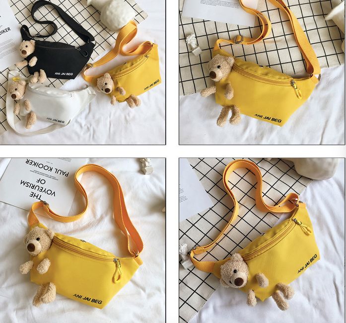 Mini bolsa pequeña bolsa de peluche mujer dibujos animados lindo oso de peluche 2020 nuevo estudiante diagonal span de un hombro oso cintura bolsa de alta calidad en stock detail image 14