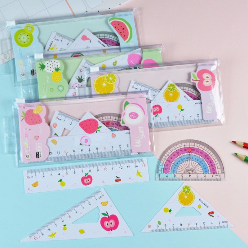Factory direct sales of 2020 New Student Color Ruler Set, Fresh Fruit Series Ruler Set of Four pieces detail image 5