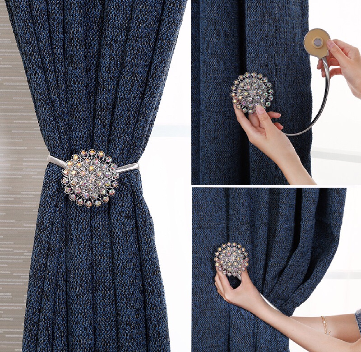 You a window curtain magnet clasp single install creative decorative European curtain clasp without hole hook wall hook magnet strap hook thumbnail