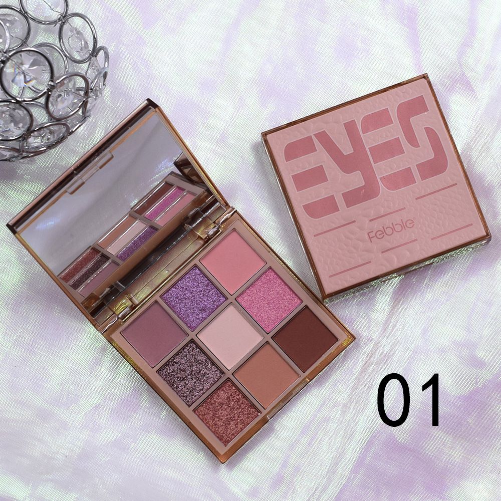 【FEBBLE】ES3634 9-grid 9-color eyeshadow, pearlescent mashed potatoes, matte Maple Leaf, Rose, Mermaid details Picture