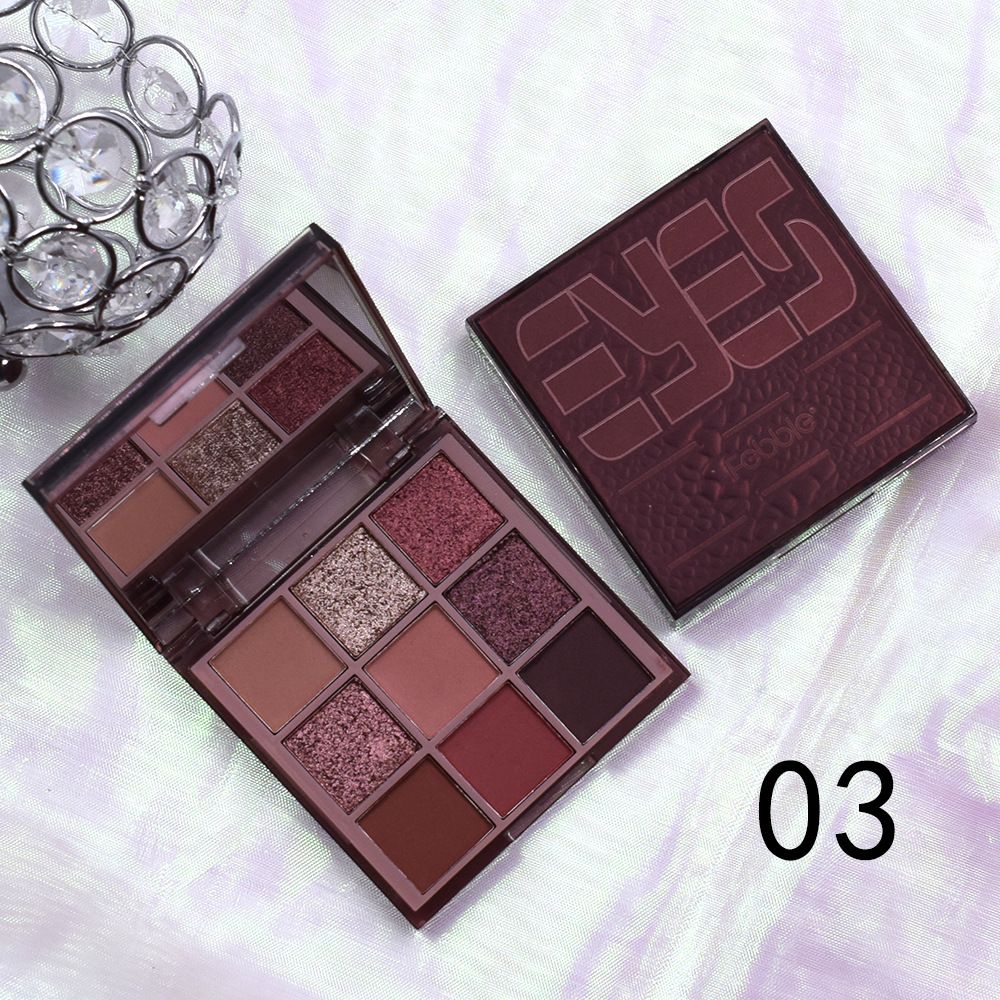 【FEBBLE】ES3634 9-grid 9-color eyeshadow, pearlescent mashed potatoes, matte Maple Leaf, Rose, Mermaid Application Scenario