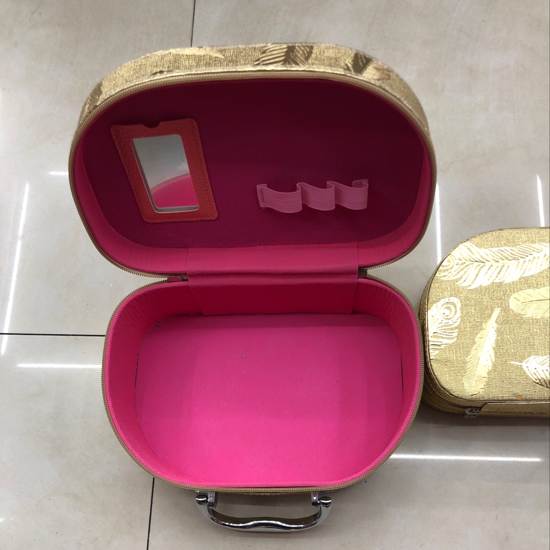 化妆包化妆箱两件套三件套收纳包羽毛民族风细节图