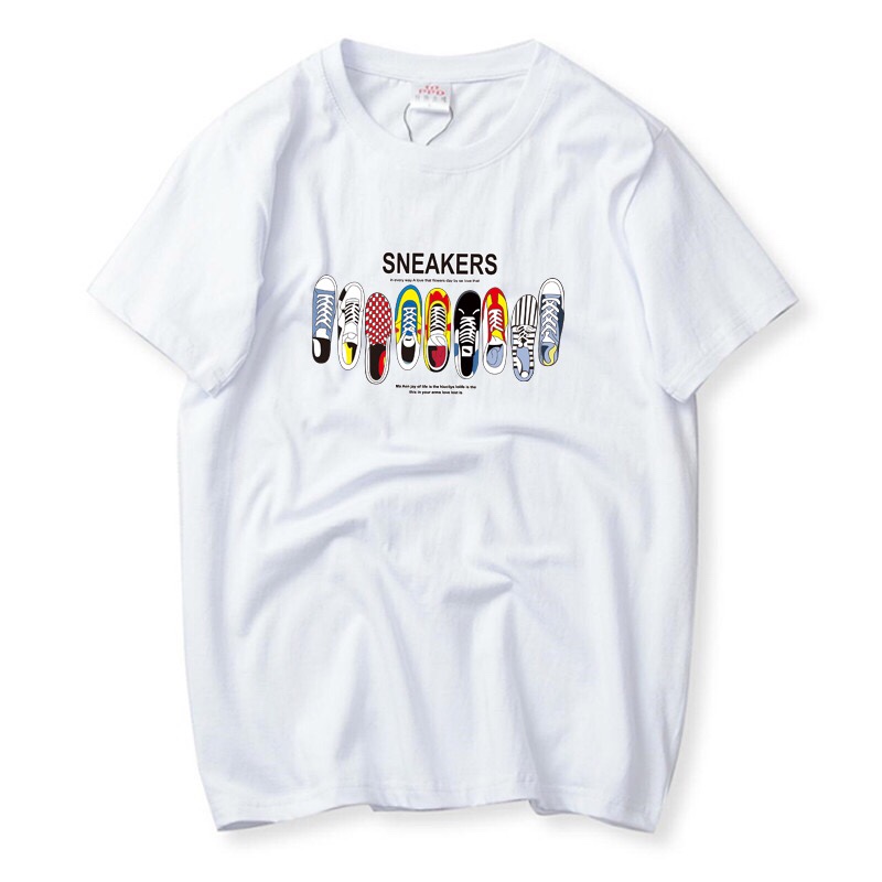 White fashionable short-sleeved loose-fitting half-sleeved top, pure cotton trendy men's T-shirt details Picture