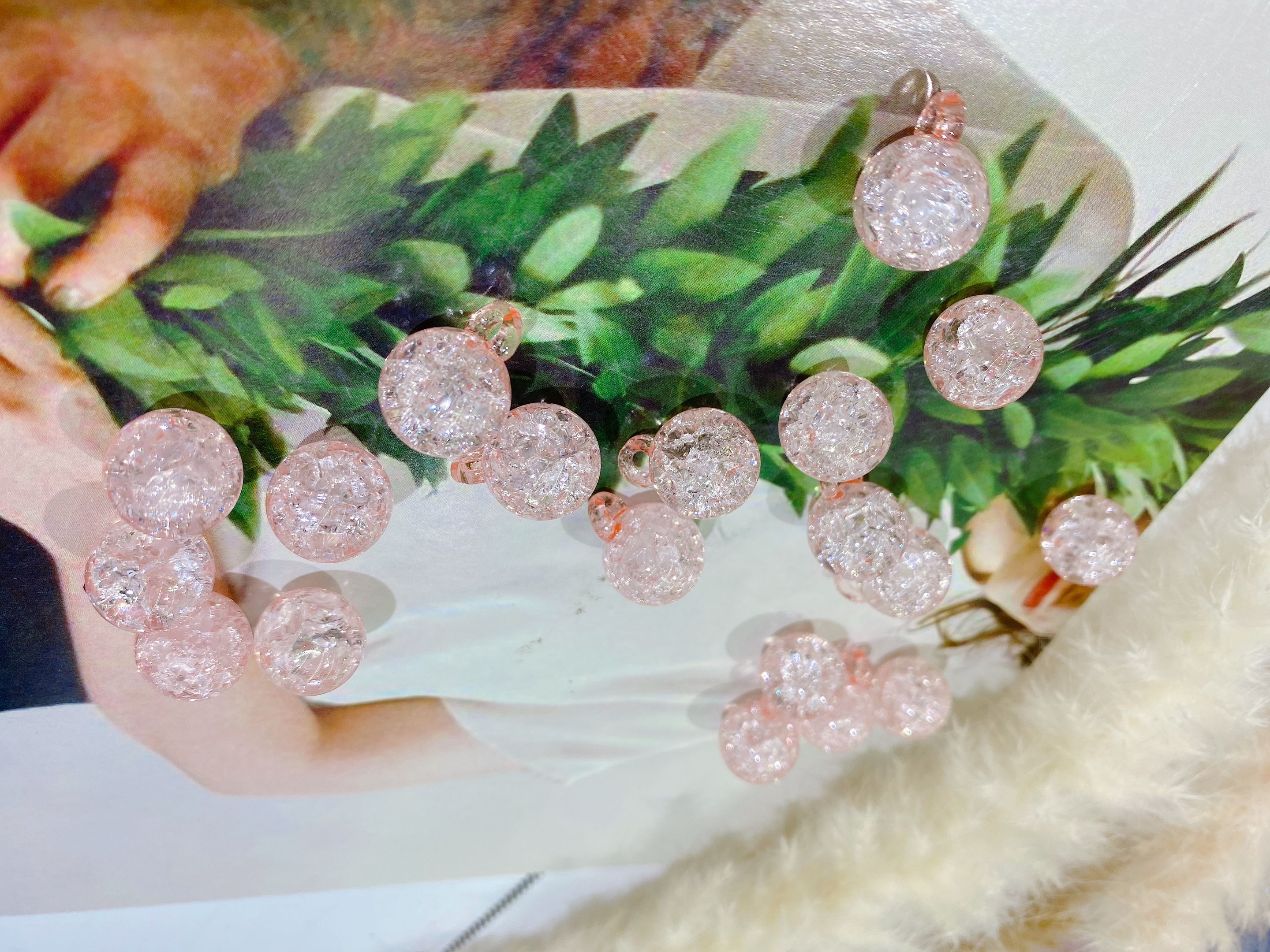 Acrylic perforated small round ball floral headband accessory detail image 4