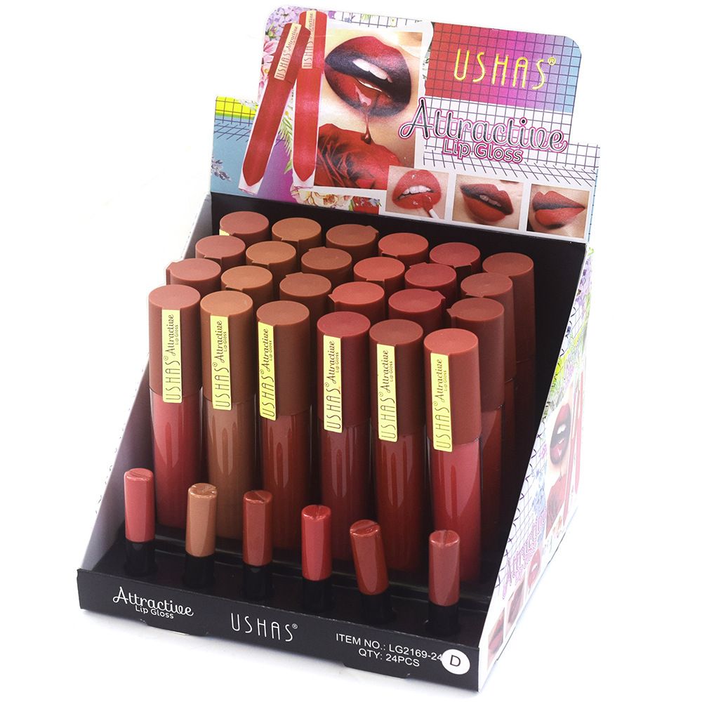 【 24-piece Package 】LG2169-24D matte Waterproof and non-fading Lip gloss and Lip gloss in rose-pink color series, USHAS pic 2