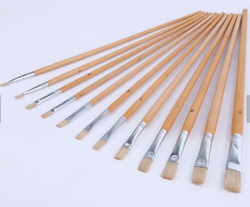 Woodblock bristle brushes No. 1 to No. 12 are used by artists to paint their brushes detail image 1