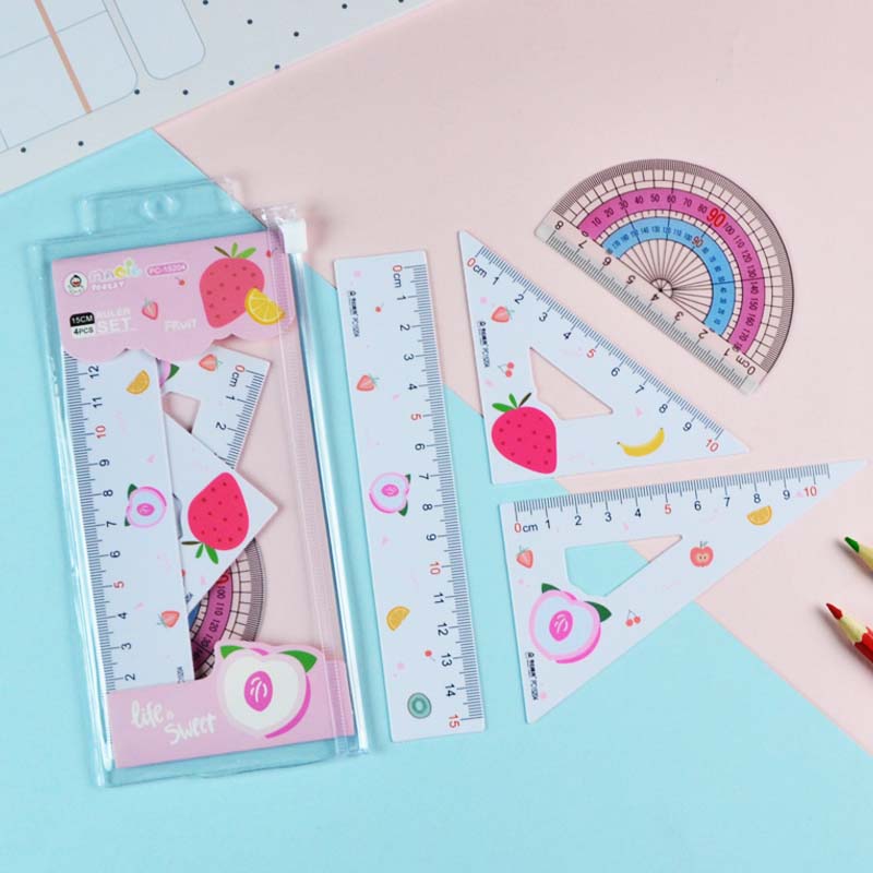 Factory direct sales of 2020 New Student Color Ruler Set, Fresh Fruit Series Ruler Set of Four pieces detail image 8