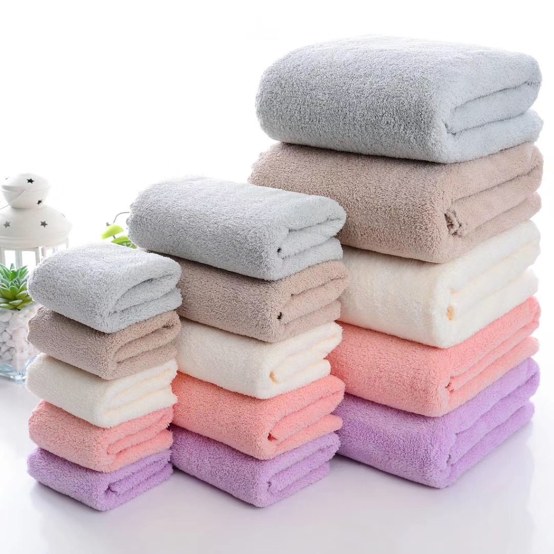 Coral fleece plain wavy edge bath towel