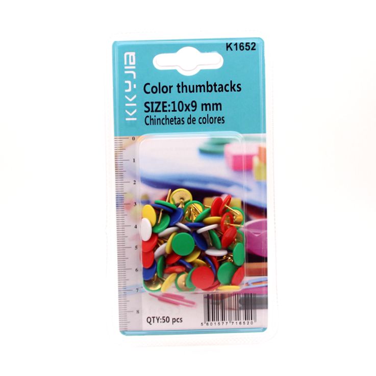 卡卡五金 1652吸塑卡装包塑彩色图钉(Color thumbtacks)办公用品详情图1