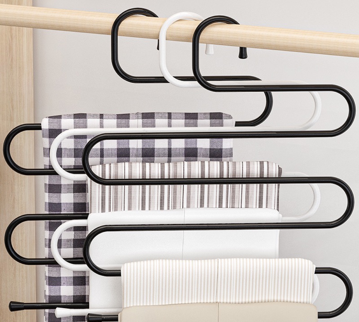 Multi-Functional Hanger Multi-Layer Pants Rack Pants Clip Household Wardrobe Storage Inside Hanger Scarf Rack Drying Rack Clothes Rack