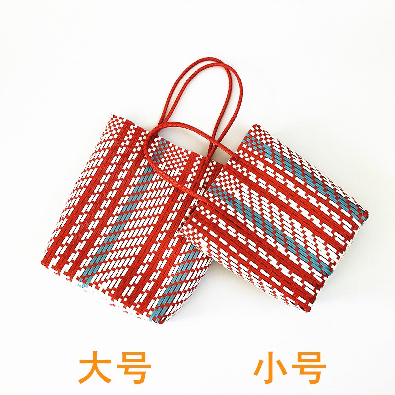 New hand-woven bag summer plastic Tote bag single shoulder bag shopping bag women's bag beach bag thumbnail