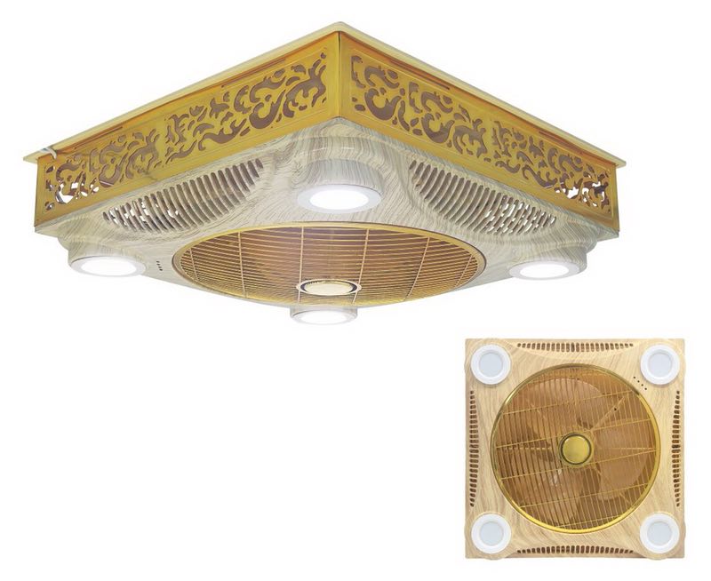 60X60 ceiling fan wood grain color bright outfit with LED thumbnail