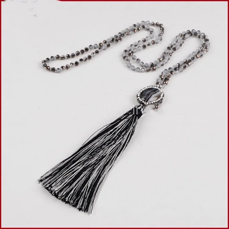 Totem Jewelry Crystal Agate Fringe Necklace 063 Specification drawing