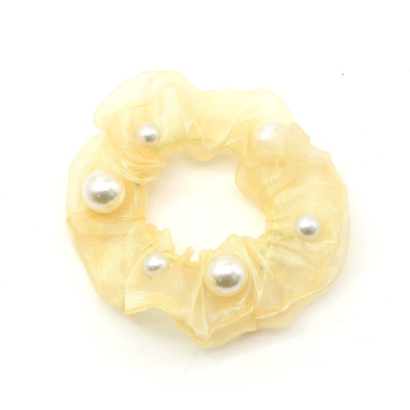 Fashionable and simple ins Korean Organza pearl colon hair band, a retro French style colon hair band with a trendy look detail image 1