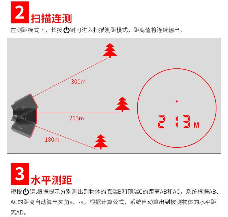 新款激光夜视测距仪望远镜 户外800米测高测角测速一体机批发 detail image 15