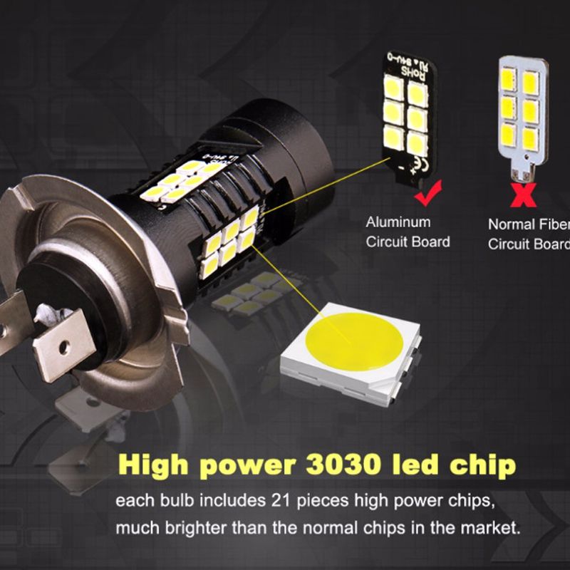 led car bulbs H4, H7, H8, H10, H11, 9005/9006, 3030, front anti-fog lights, 21W high power detail image 4