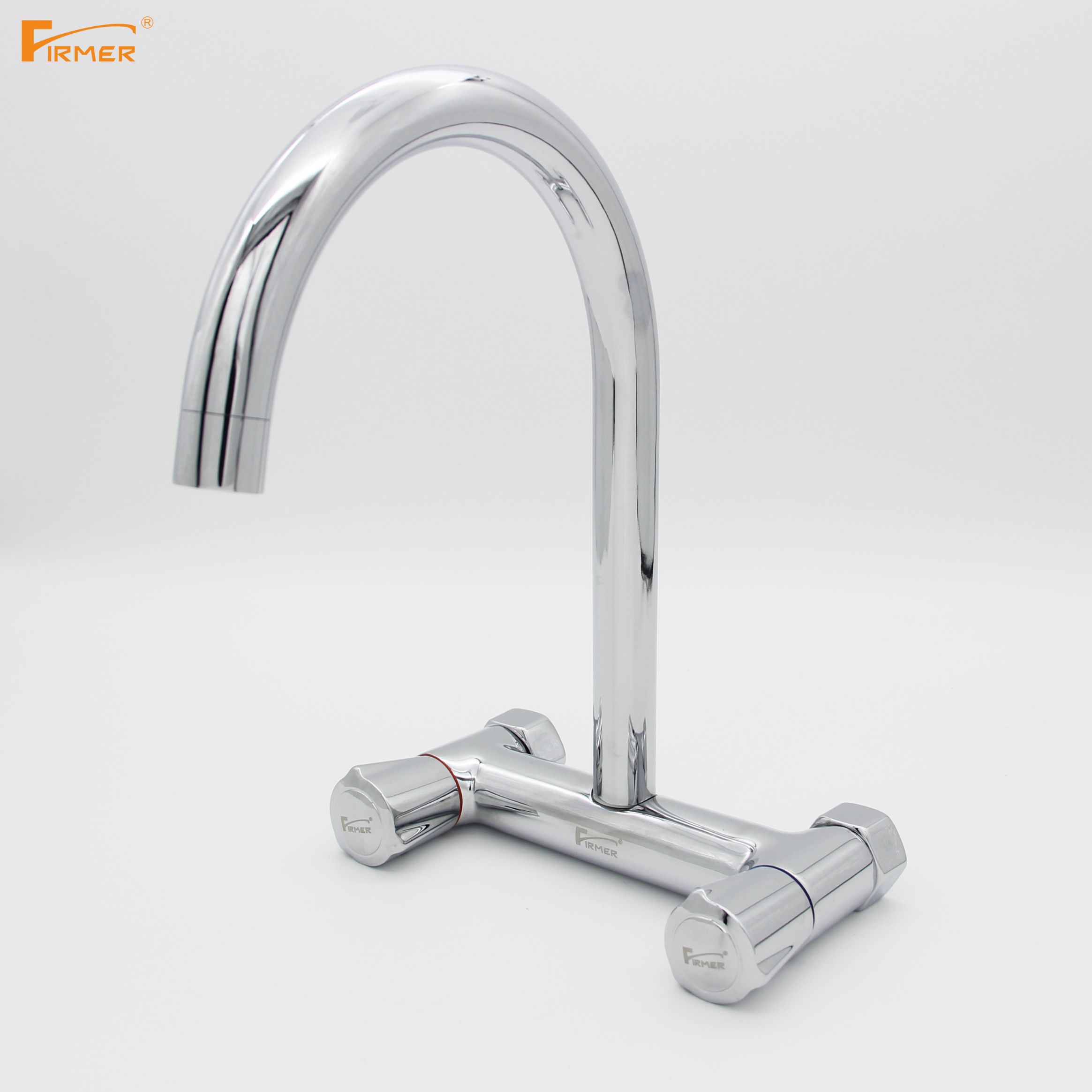 FIRMER all-copper wall-mounted faucet, cold and hot double-hole sink, sink, laundry counter and dishwashing sink