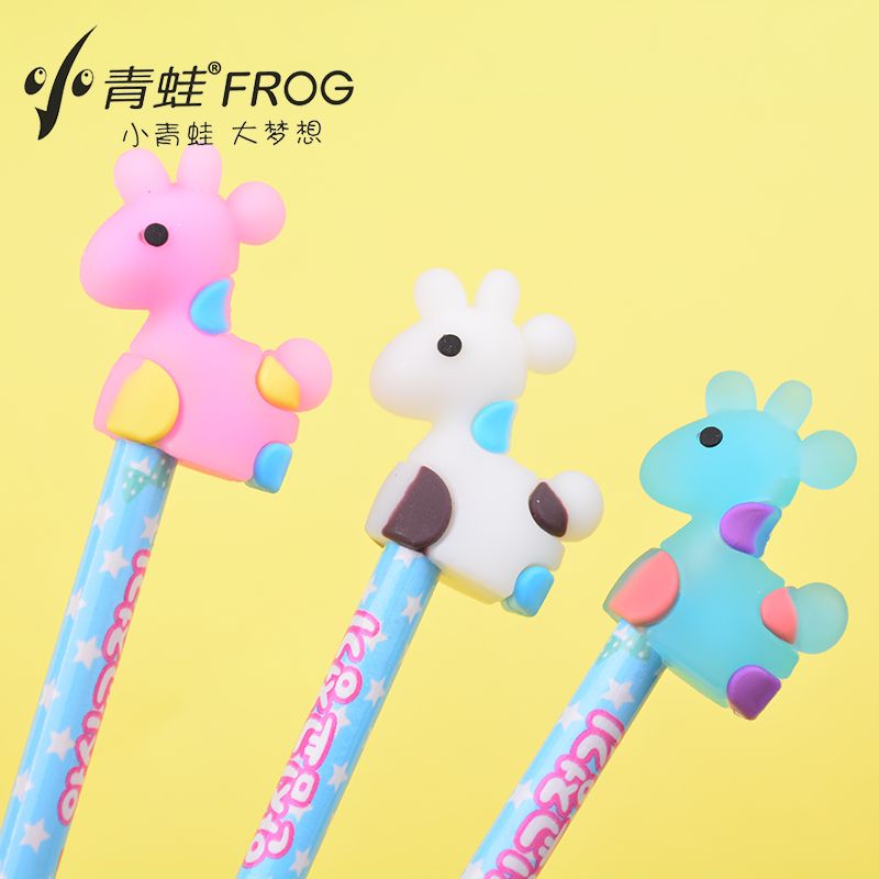 Little Frog Pencil Cover Cartoon Giraffe pencil cap cover prolongs the life of pencils thumbnail