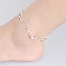 2015年夏季新款 纯银镀银脚链 女款韩版时尚925银饰品 心形脚链