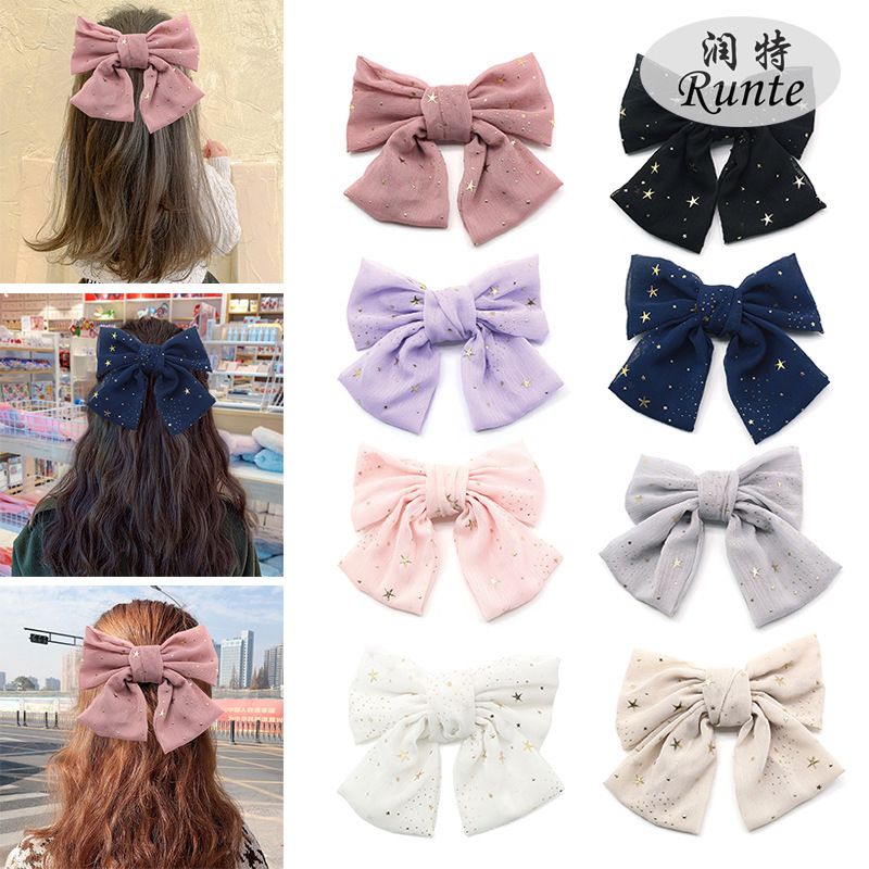 New Japanese and Korean style Little Star fashion ins style bow hair clip, cute and girlish bow spring clip