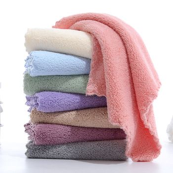 Manufacturers direct high density coral velvet 30*30 plain color square towel dishcloth dishtowel child adult cleaning towel thumbnail