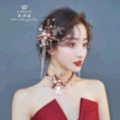Bridal Headwear Burgundy Ribbon Pair Clip Choker Set Application Scenario
