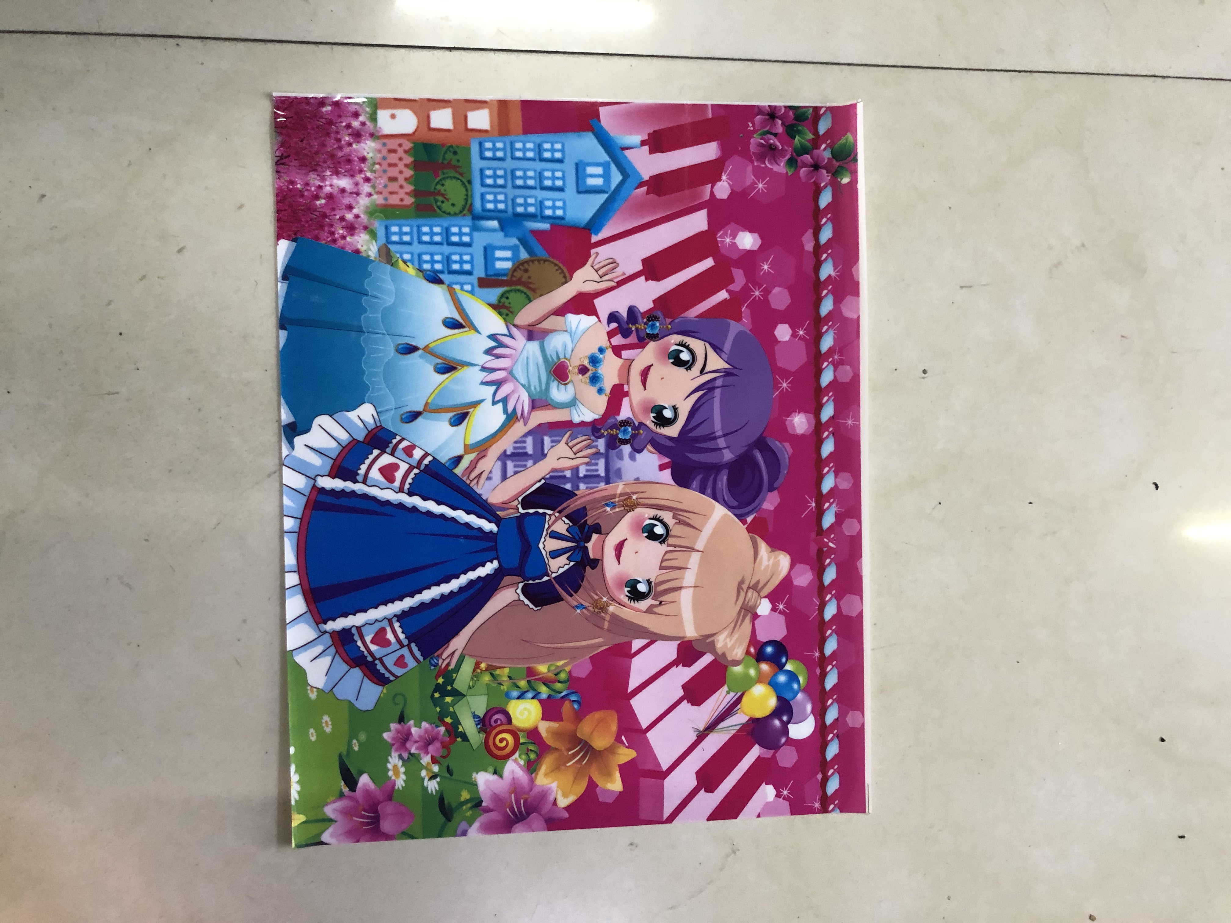 PVC塑料画片卡通美少女细节图