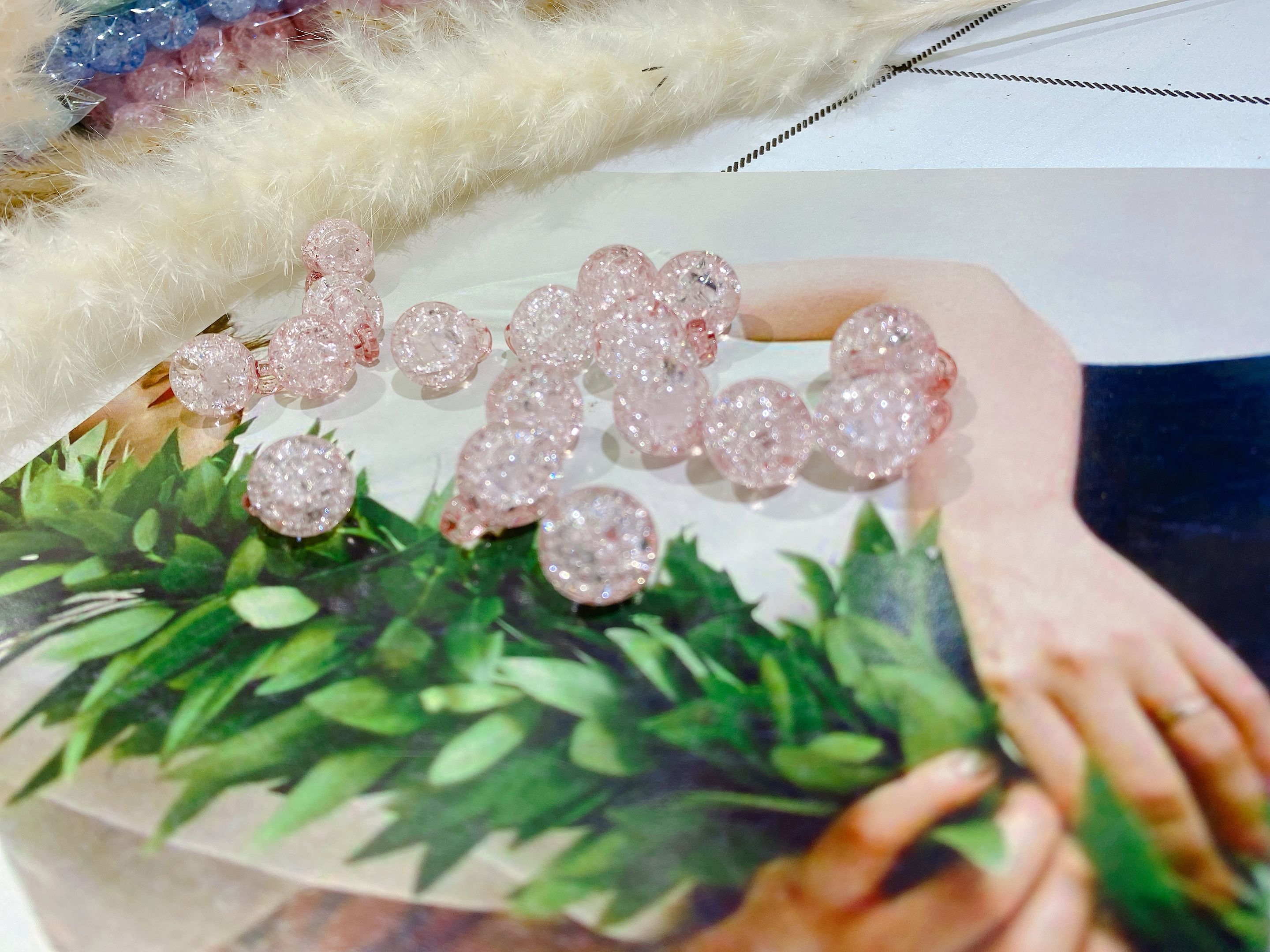 Acrylic perforated small round ball floral headband accessory detail image 6