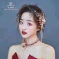 Bridal Headwear Burgundy Ribbon Pair Clip Choker Set Item Picture