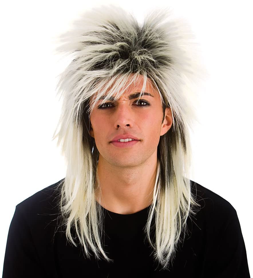 Black and white double hair straight wig