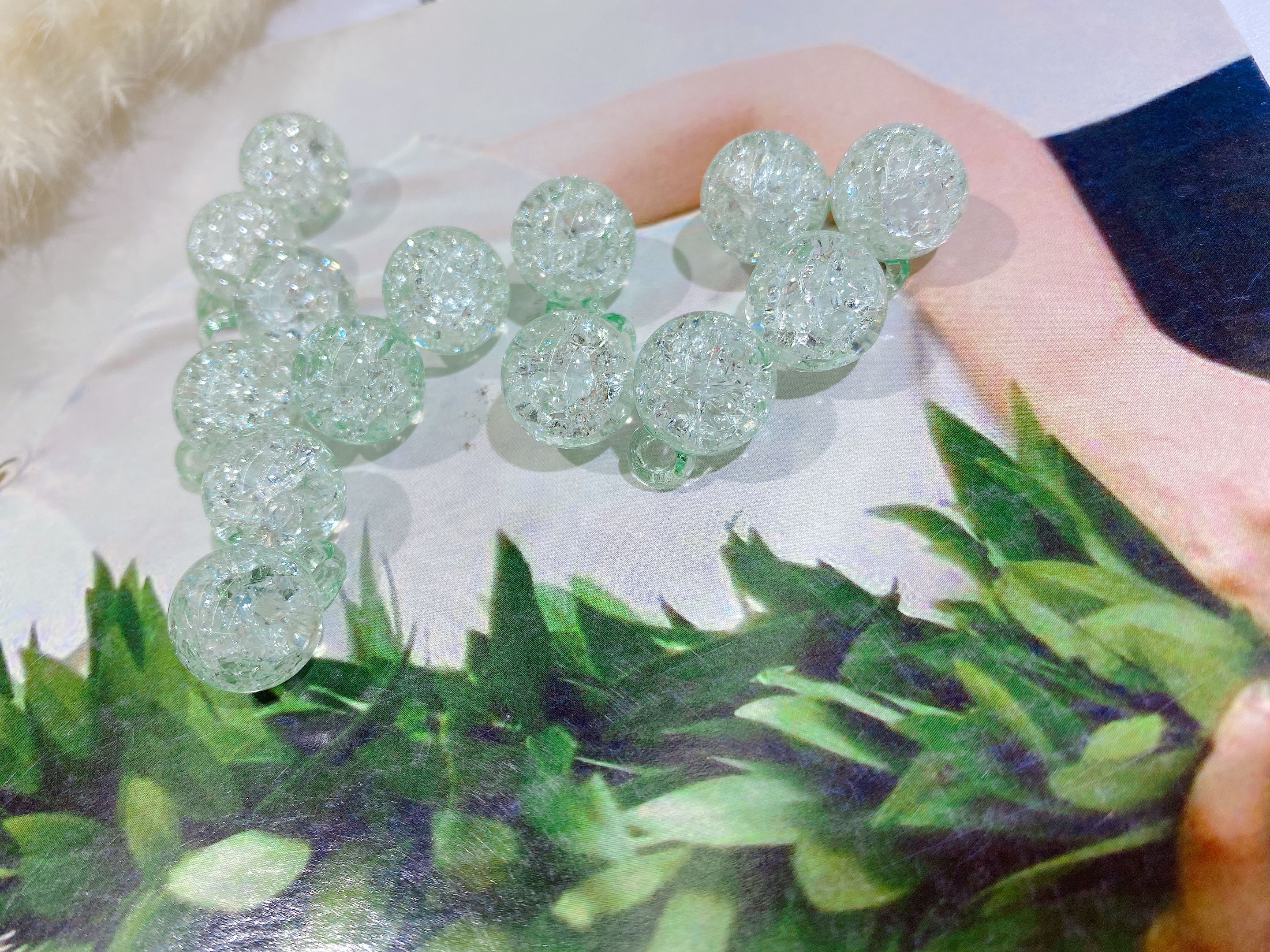 Acrylic perforated small round ball floral headband accessory detail image 2