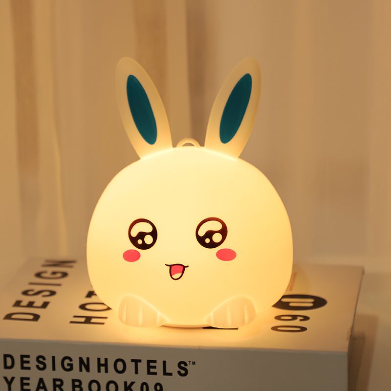 usb充电可爱萌兔拍拍七彩变色 遥控氛围灯礼品创意兔子硅胶小夜灯