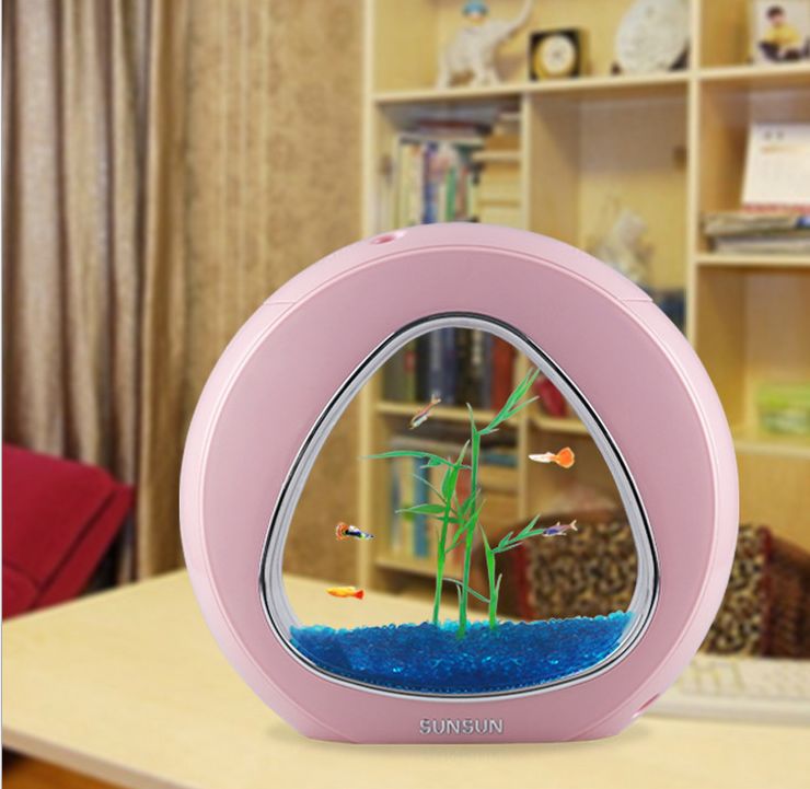 Yiwu good product sun Sen Mini Small Fish Tank Filtration, Lighting and Circulation three-in-one desktop aquarium Christmas gift details Picture