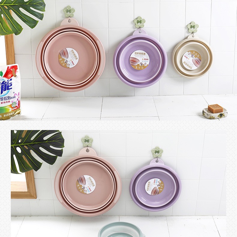 1593中号婴儿洗脸盆户外旅行便携式压缩盆塑料洗衣盆洗菜盆脸盆定制