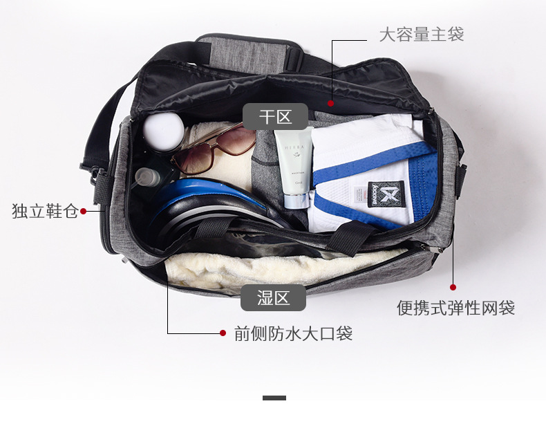 户外旅行袋手提大容量折叠包多功能收纳健身包干湿分离瑜伽包详情图3