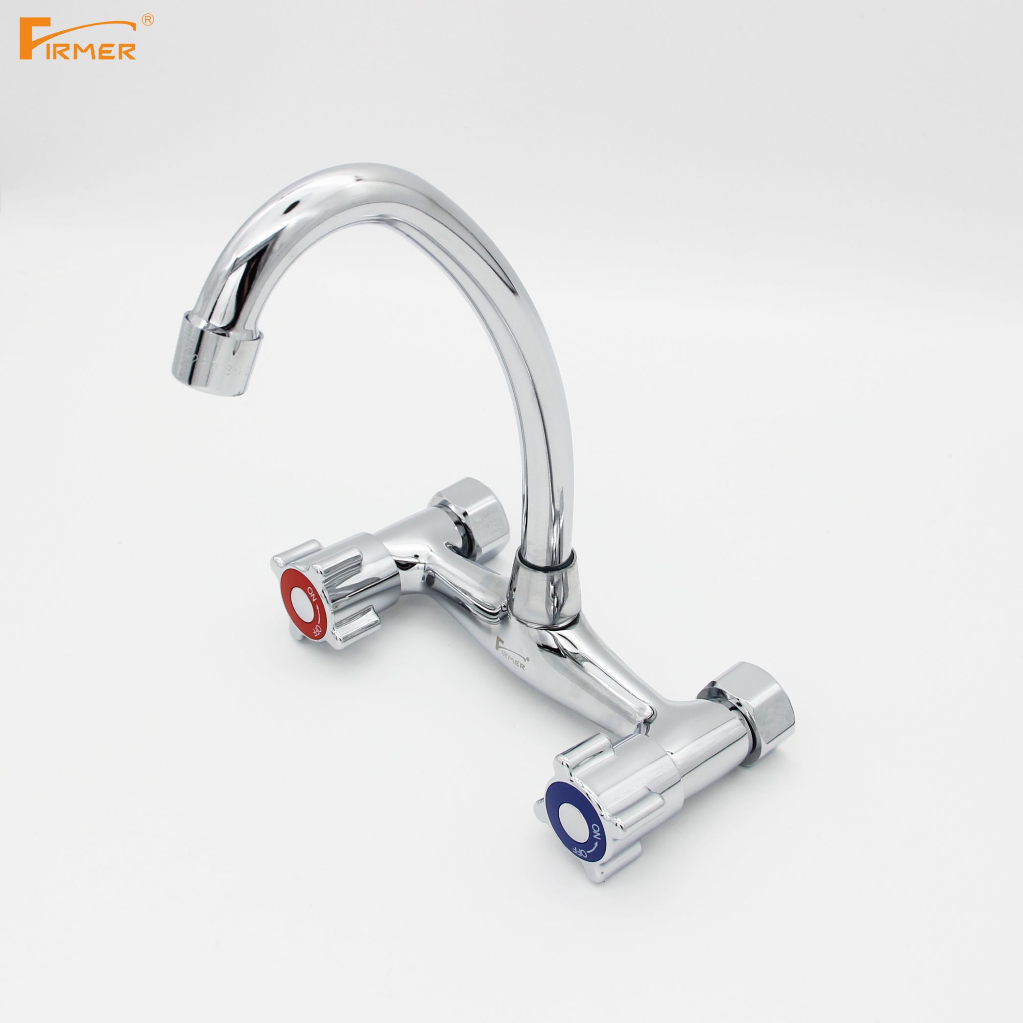 FIRMER all-copper wall-mounted cold and hot water faucet, kitchen double-opening sink faucet Specification image
