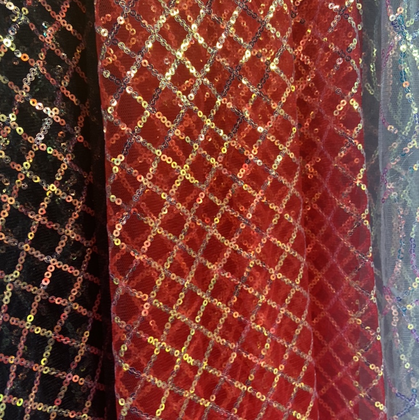 Red Diamond-Mesh Sequin Ornaments Arts And Crafts Headwear Fabric Multi-Color Optional Clothing Design