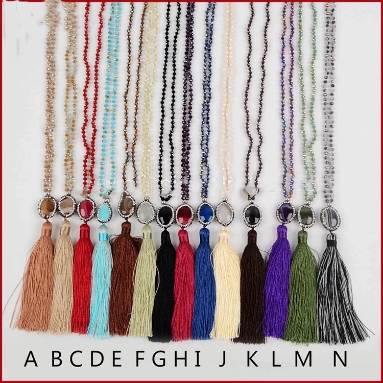 Totem Jewelry Crystal Agate Fringe Necklace 063