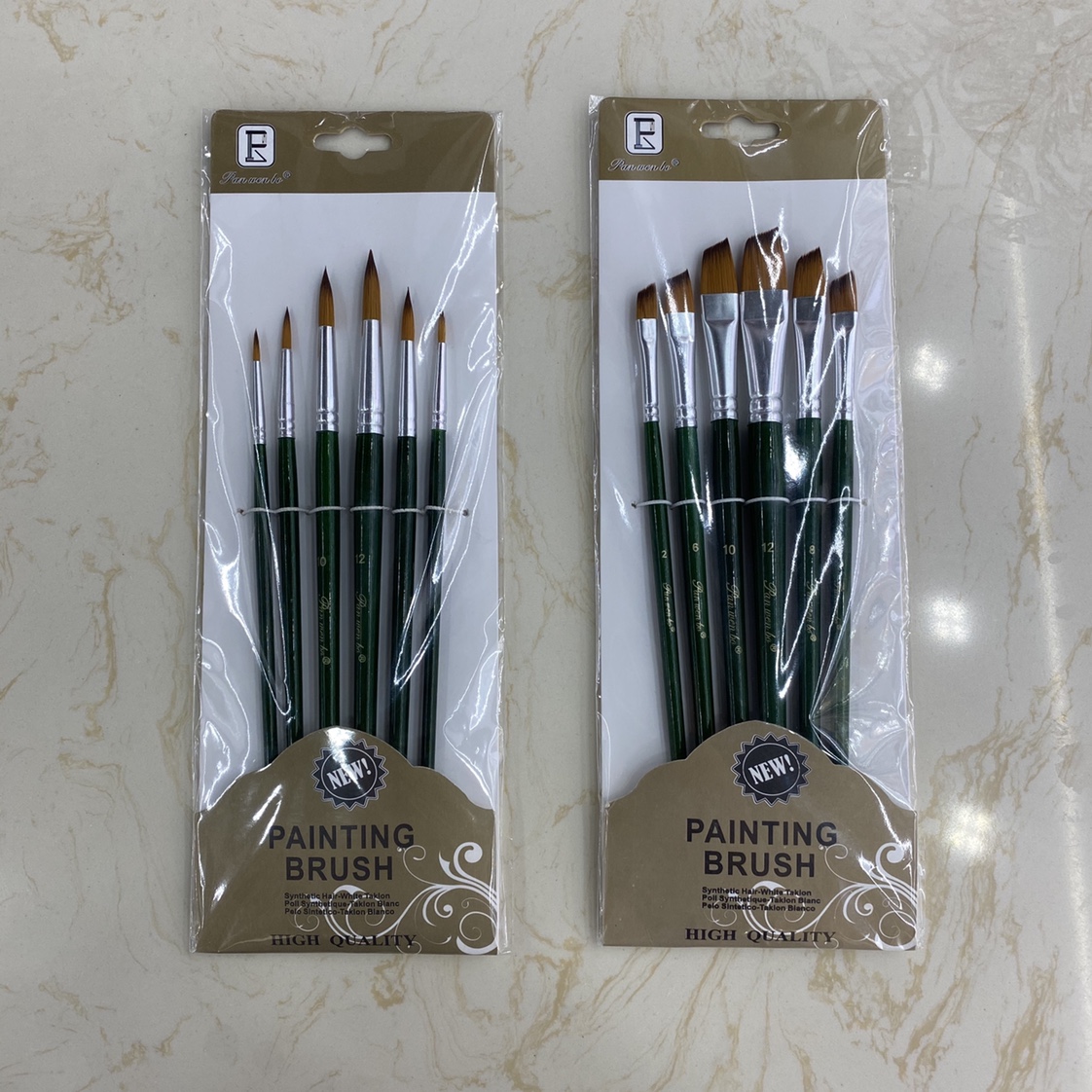 攀文博画材厂画笔套装长黒杆平峰斜峰水彩绘画美术画材用品