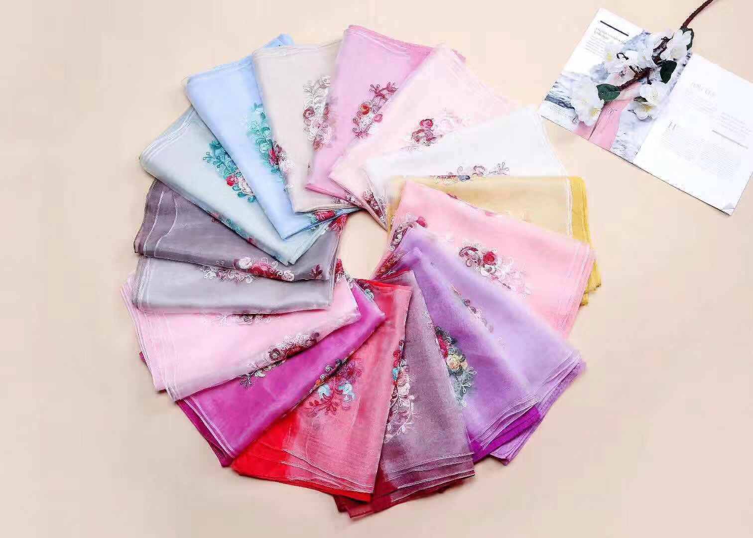 Spring and autumn imitation silk scarf organza silk embroidered cheongsam dress evening dress shawl scarf for women thumbnail