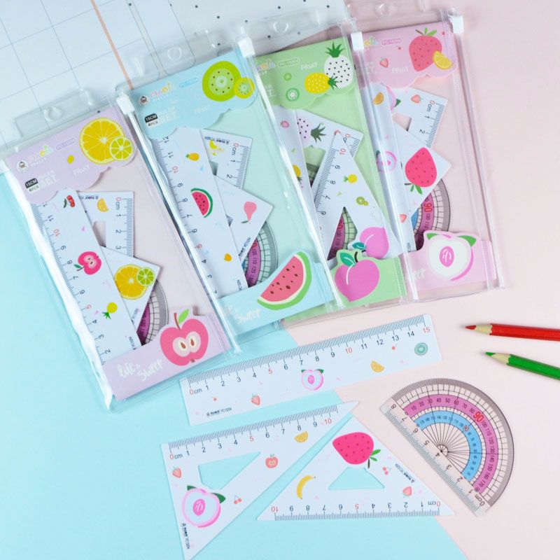 Factory direct sales of 2020 New Student Color Ruler Set, Fresh Fruit Series Ruler Set of Four pieces
