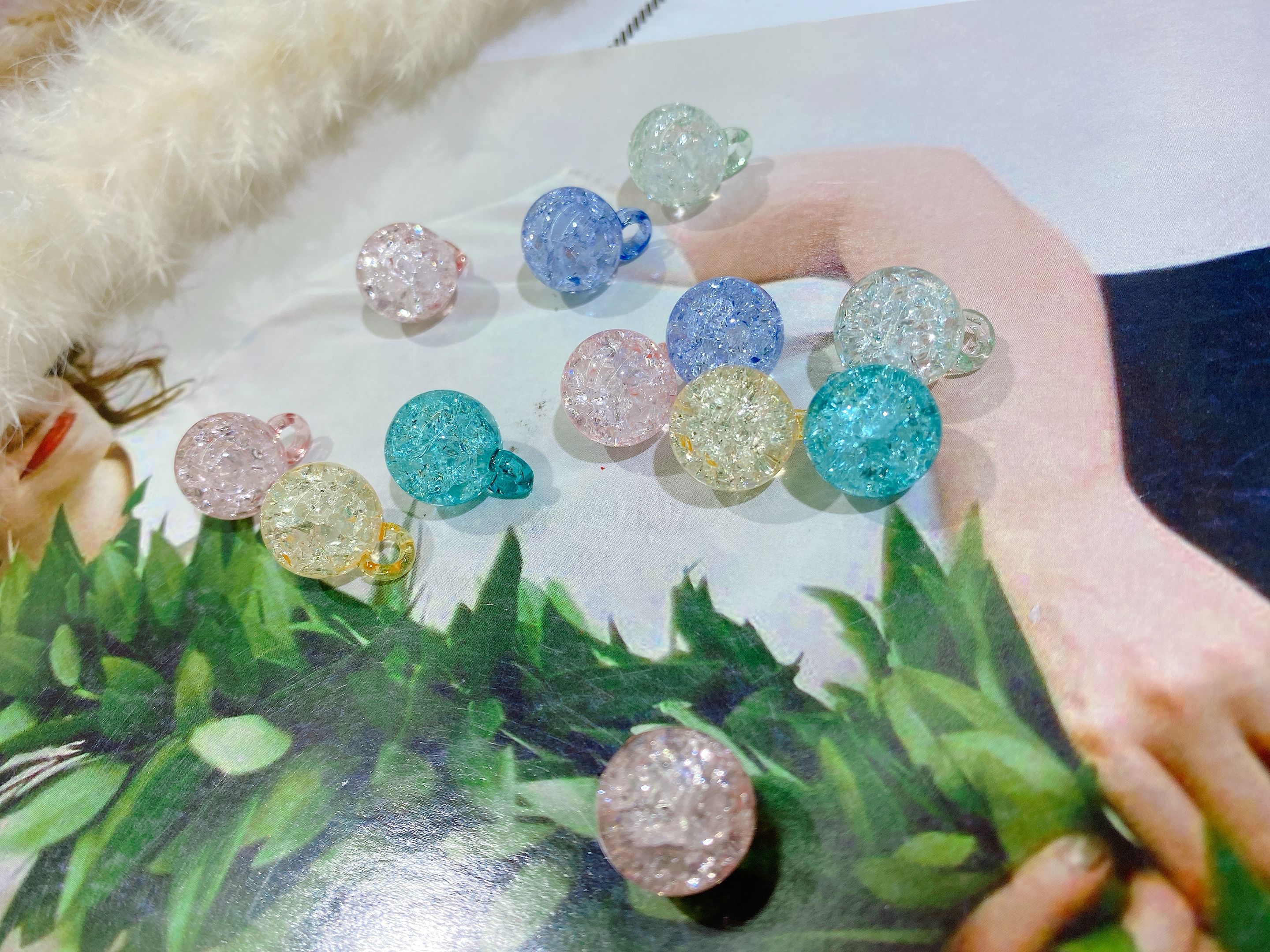 Acrylic perforated small round ball floral headband accessory detail image 7