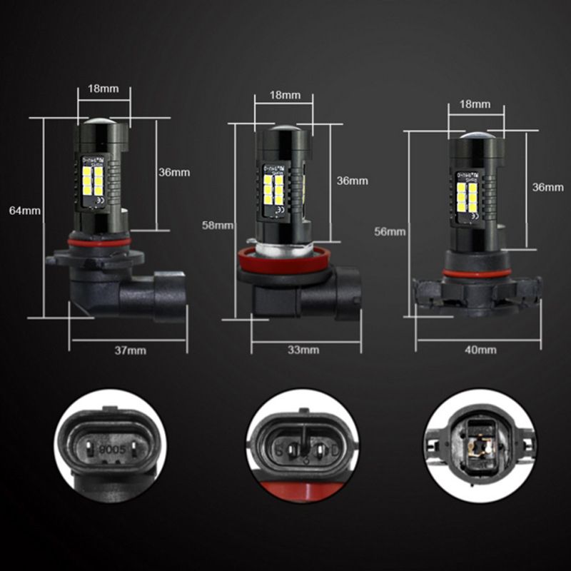led car bulbs H4, H7, H8, H10, H11, 9005/9006, 3030, front anti-fog lights, 21W high power detail image 6