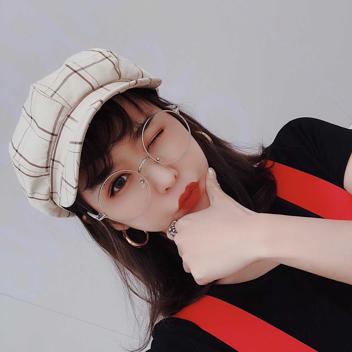 大格子八角夏季韩版电商爆款遮阳透气时尚爆款